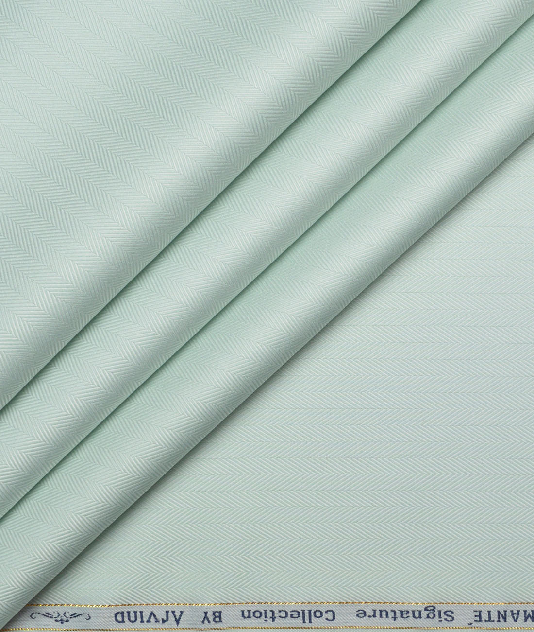 Primante By Arvind 2 Ply 100's Giza Cotton Striped Shirting Fabric (Surf crest Green) Primante By Arvind 2 Ply 100's Giza Cotton Striped Shirting Fabric (Surf crest Green)