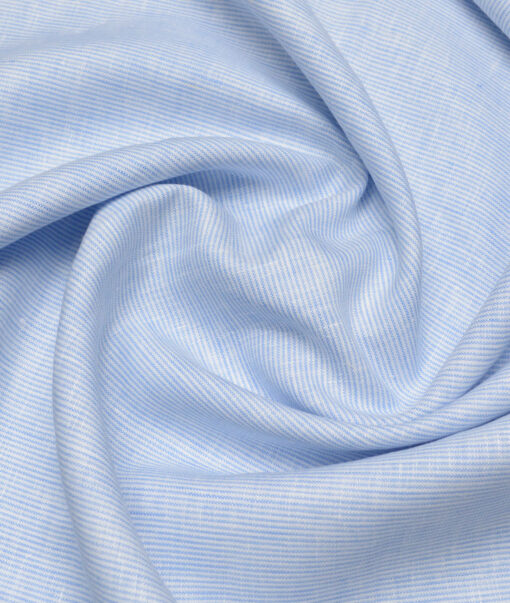 Tresca by Arvind 60 LEA Irish Linen Striped Shirting Fabric (Blue)