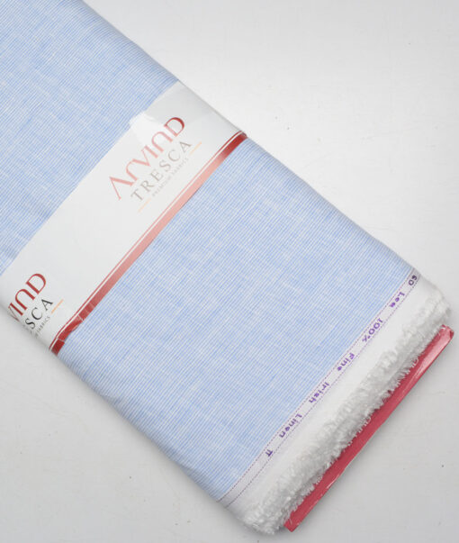 Tresca by Arvind 60 LEA Irish Linen Striped Shirting Fabric (Blue)