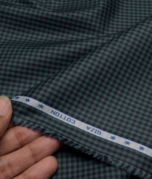 Premier Mills  Giza Cotton Checks Shirting Fabric (Green)