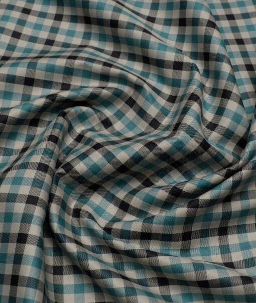 Premier Mills  Giza Cotton Checks Shirting Fabric (Light Brown & Sea Green)