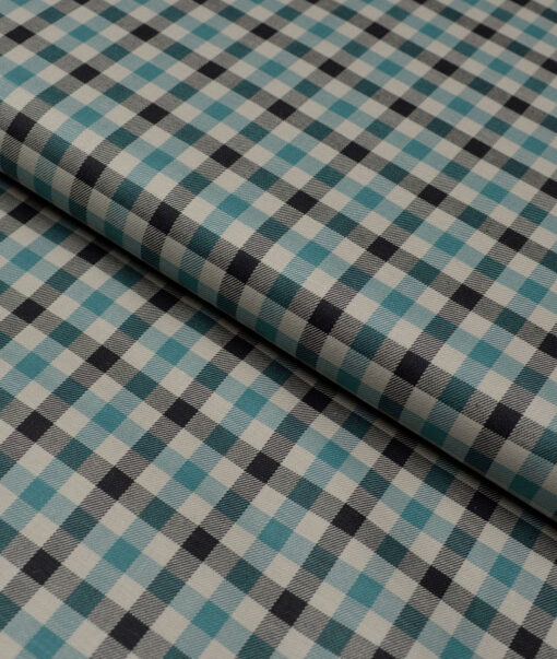 Premier Mills  Giza Cotton Checks Shirting Fabric (Light Brown & Sea Green)