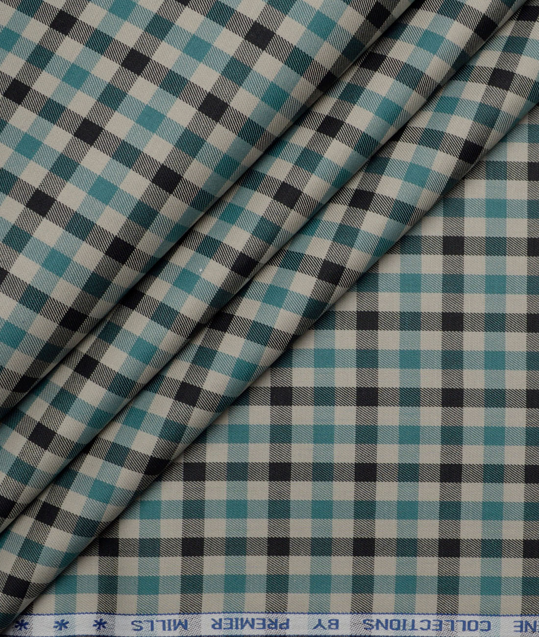 Premier Mills Giza Cotton Checks Shirting Fabric (Light Brown & Sea Green) Premier Mills Giza Cotton Checks Shirting Fabric (Light Brown & Sea Green)