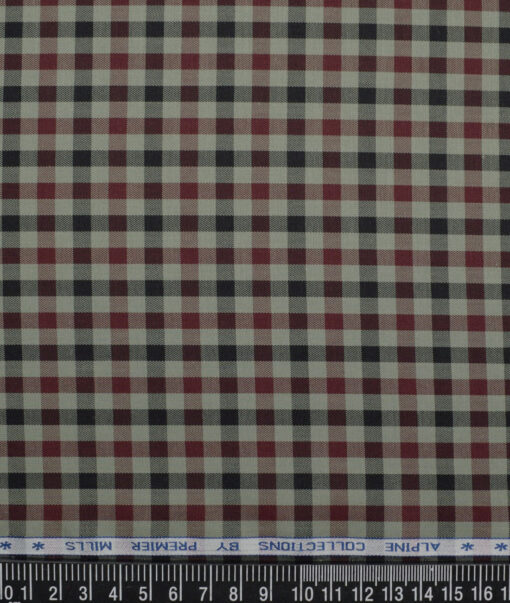 Premier Mills  Giza Cotton Checks Shirting Fabric (Olive Green)