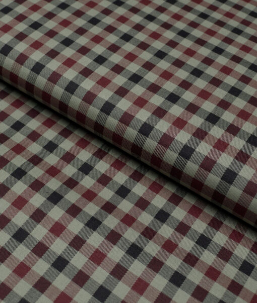 Premier Mills  Giza Cotton Checks Shirting Fabric (Olive Green)