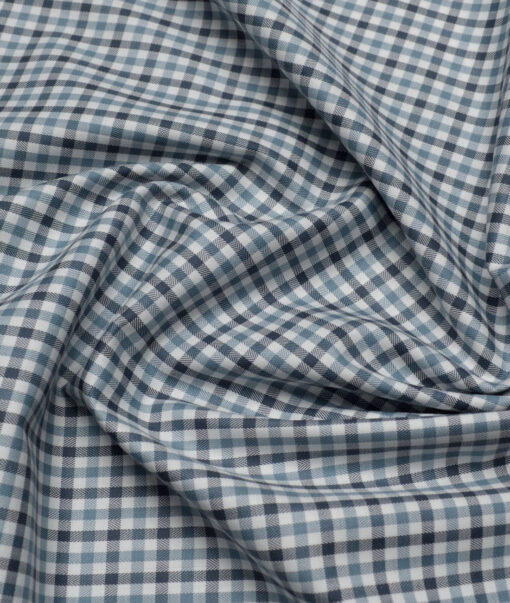 Premier Mills  Giza Cotton Checks Shirting Fabric (White & Grey)