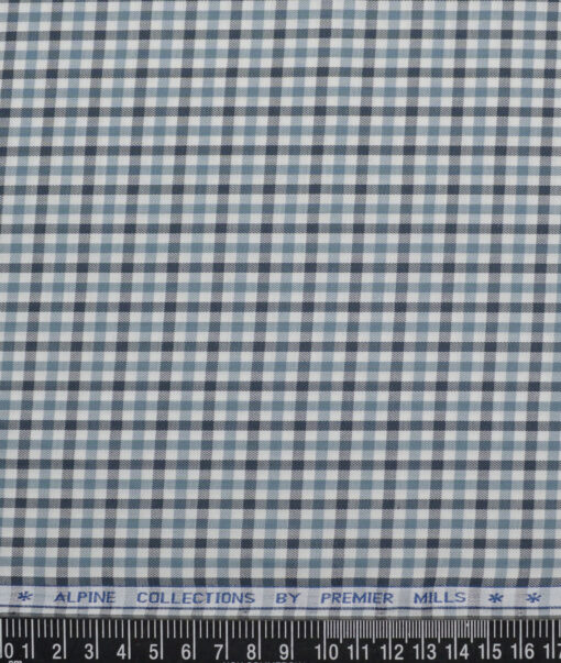 Premier Mills  Giza Cotton Checks Shirting Fabric (White & Grey)