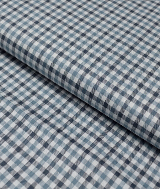 Premier Mills  Giza Cotton Checks Shirting Fabric (White & Grey)