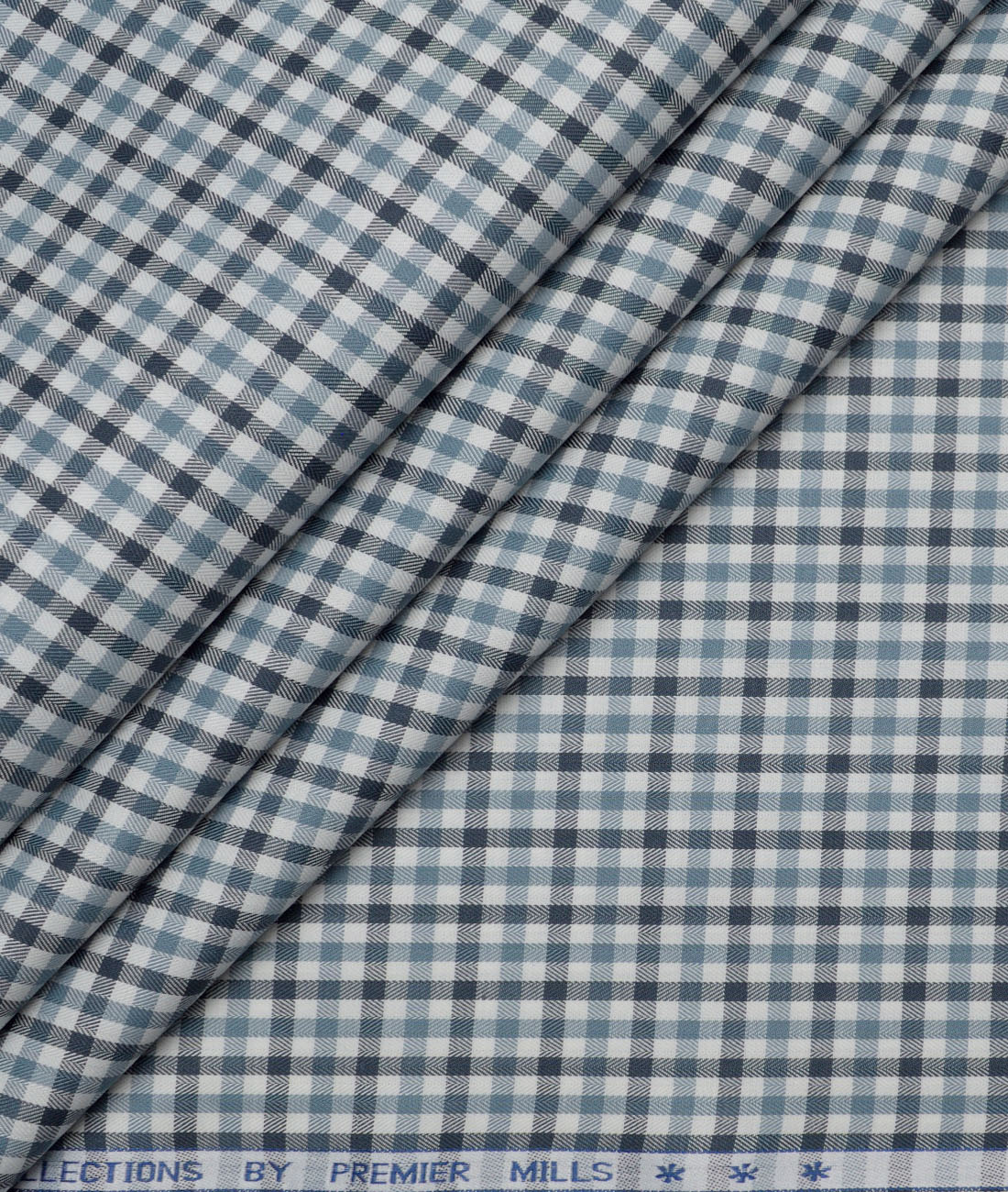 Premier Mills Giza Cotton Checks Shirting Fabric (White & Grey) Premier Mills Giza Cotton Checks Shirting Fabric (White & Grey)