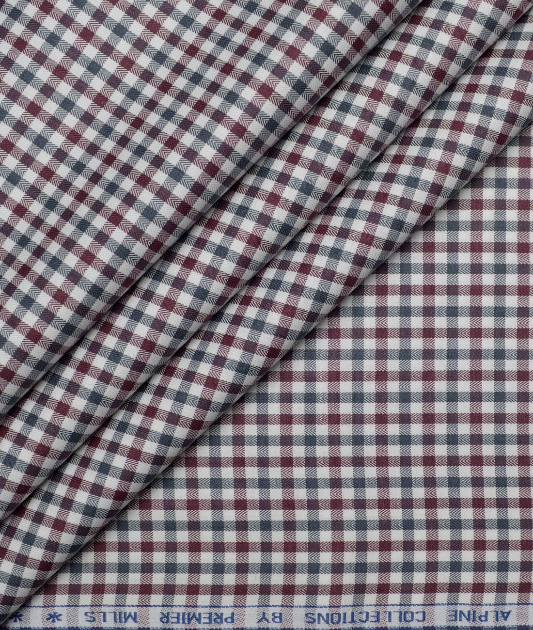 Premier Mills Giza Cotton Checks Shirting Fabric (White & Maroon) Premier Mills Giza Cotton Checks Shirting Fabric (White & Maroon)