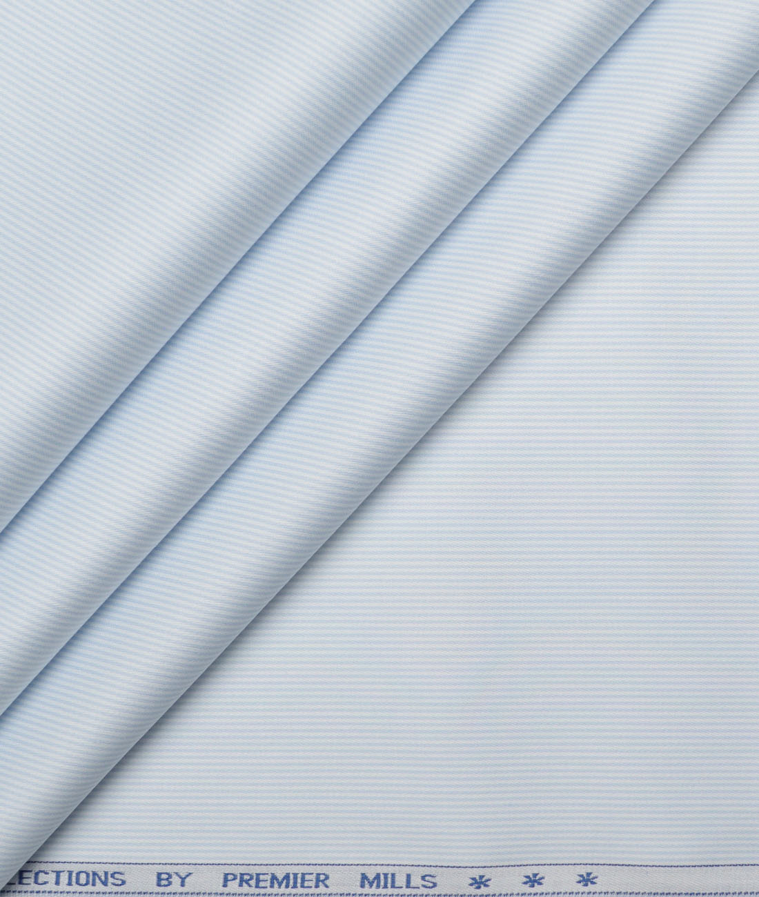 Premier Mills Giza Cotton Striped Shirting Fabric (White & Sky Blue) Premier Mills Giza Cotton Striped Shirting Fabric (White & Sky Blue)