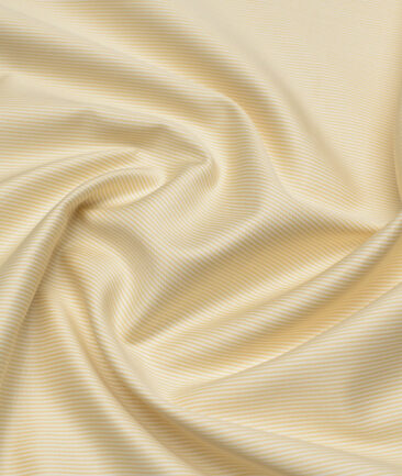 Premier Mills  Giza Cotton Striped Shirting Fabric (White & Yellow)