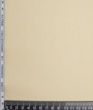 Premier Mills  Giza Cotton Striped Shirting Fabric (White & Yellow)