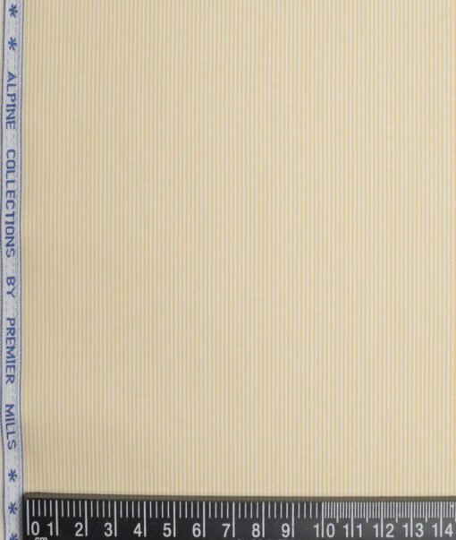 Premier Mills  Giza Cotton Striped Shirting Fabric (White & Yellow)