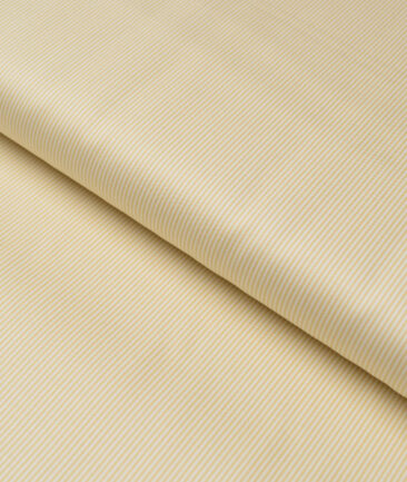 Premier Mills  Giza Cotton Striped Shirting Fabric (White & Yellow)