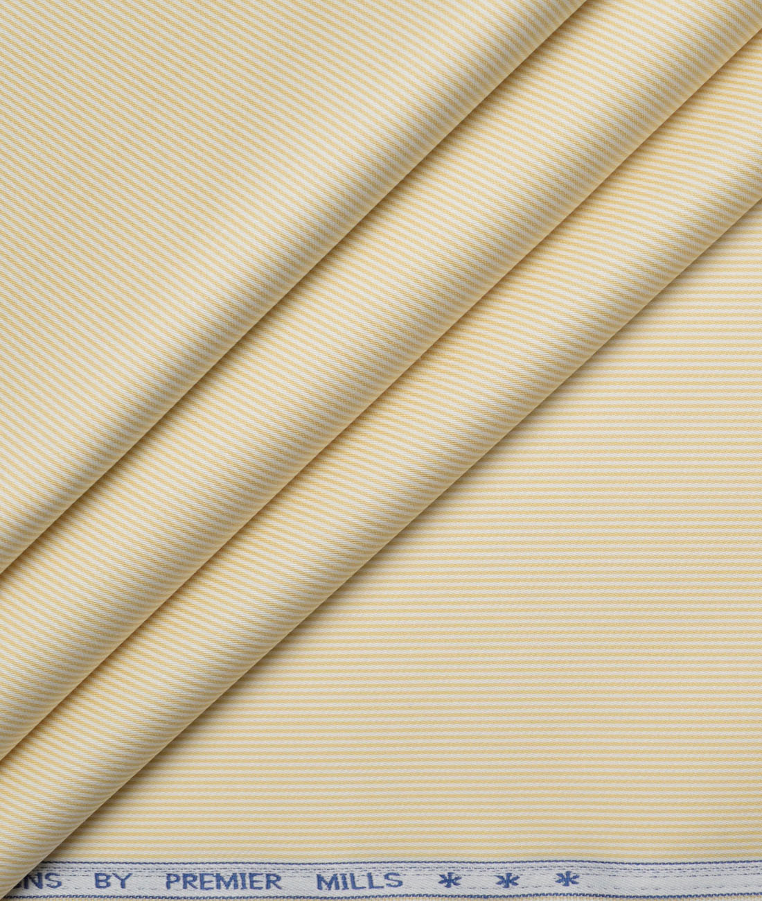 Premier Mills Giza Cotton Striped Shirting Fabric (White & Yellow) Premier Mills Giza Cotton Striped Shirting Fabric (White & Yellow)