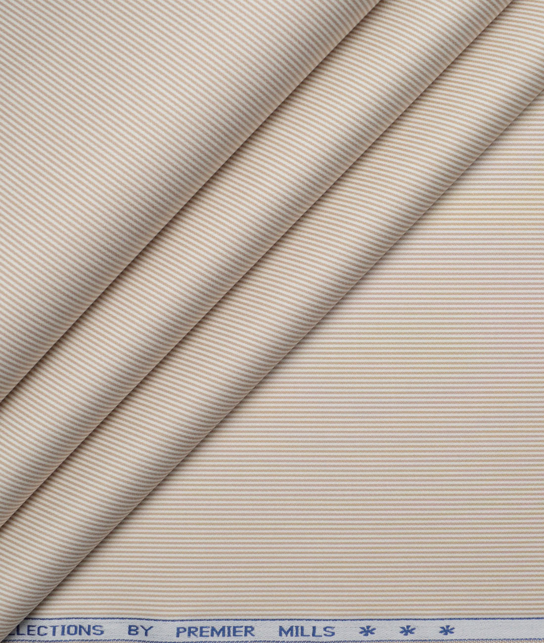 Premier Mills Giza Cotton Striped Shirting Fabric (White & Light Brown) Premier Mills Giza Cotton Striped Shirting Fabric (White & Light Brown)