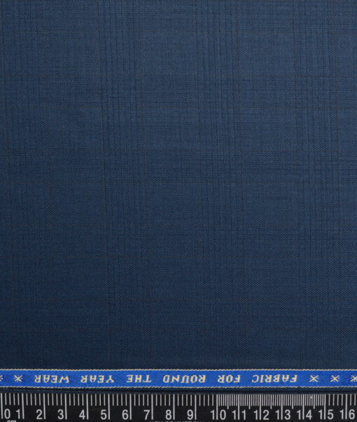 Raymond  Checks 20% Merino Wool Suiting Fabric (Dusky Blue)