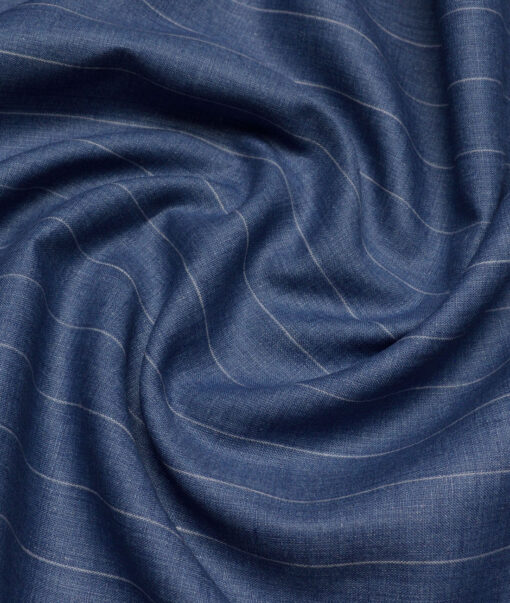 Leggiuno italy 60 LEA Italian Linen Striped Shirting Fabric (Denim Blue)