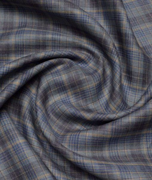 Leggiuno italy 60 LEA Italian Linen Checks Shirting Fabric (Grey)