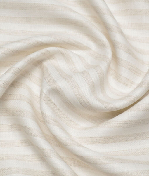 Leggiuno italy 60 LEA Italian Linen Striped Shirting Fabric (Cream & Beige)