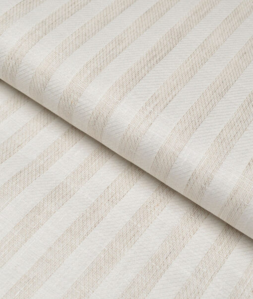 Leggiuno italy 60 LEA Italian Linen Striped Shirting Fabric (Cream & Beige)