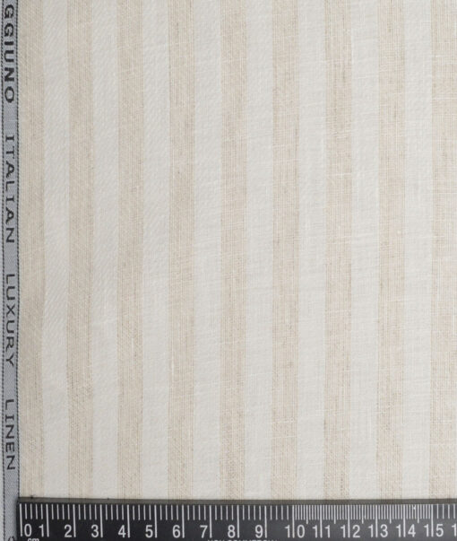 Leggiuno italy 60 LEA Italian Linen Striped Shirting Fabric (Cream & Beige)