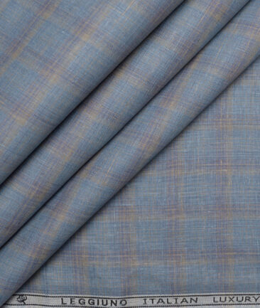 Leggiuno italy 80 LEA Italian Linen Checks Shirting Fabric (Glacier Blue)