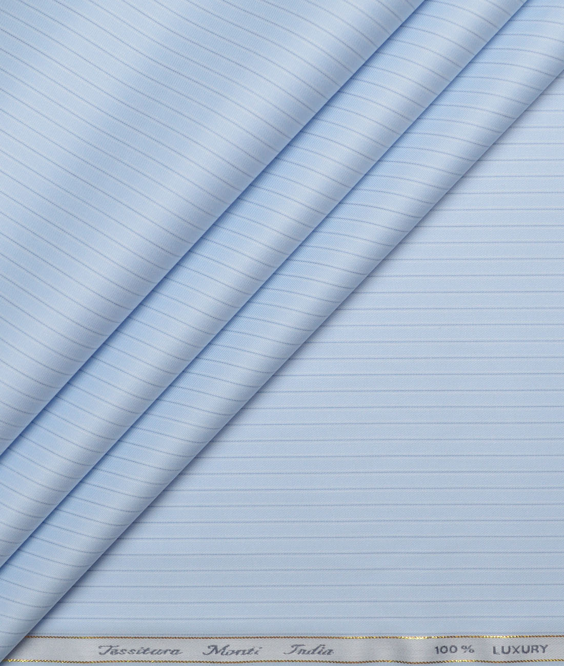 Tessitura Monti 2 Ply 140's Supima Cotton Striped Shirting Fabric (Sky Blue) Tessitura Monti 2 Ply 140's Supima Cotton Striped Shirting Fabric (Sky Blue)