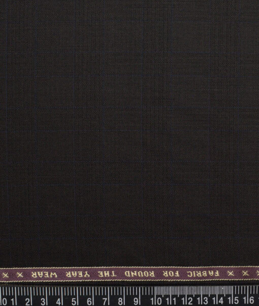Raymond  Checks 20% Merino Wool Suiting Fabric (Dark Brown)