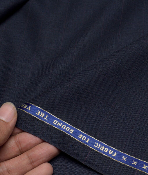 Raymond  Checks 20% Merino Wool Suiting Fabric (Dark Navy Blue)