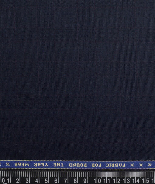 Raymond  Checks 20% Merino Wool Suiting Fabric (Dark Navy Blue)