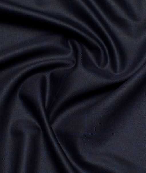 Raymond  Checks 20% Merino Wool Suiting Fabric (Dark Navy Blue) - Image 3