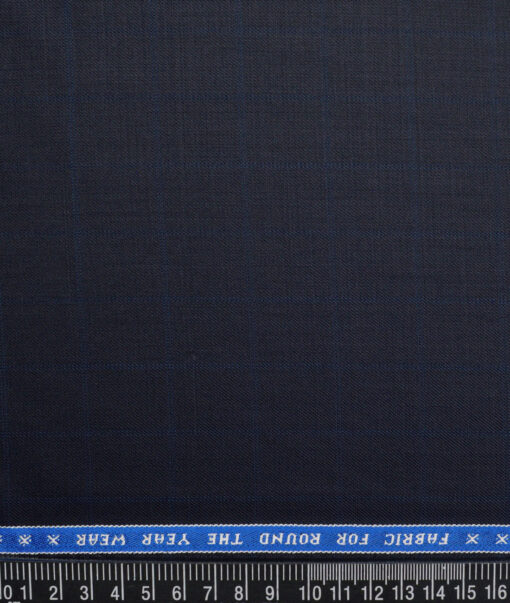 Raymond  Checks 20% Merino Wool Suiting Fabric (Dark Navy Blue) - Image 4