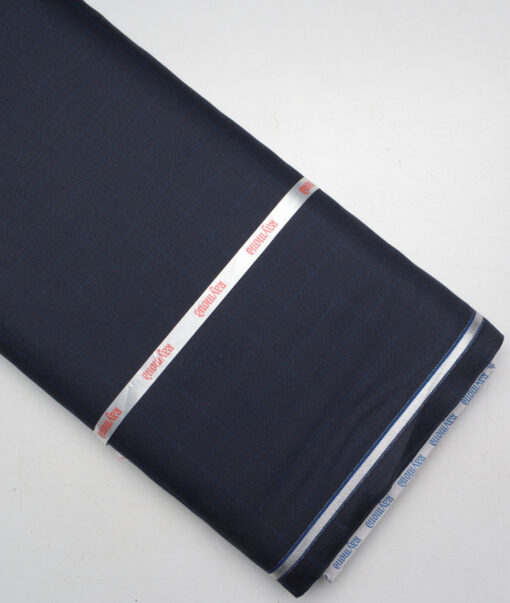 Raymond  Checks 20% Merino Wool Suiting Fabric (Dark Navy Blue) - Image 5