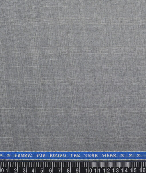 Raymond  Checks 20% Merino Wool Suiting Fabric (Light Grey) - Image 4
