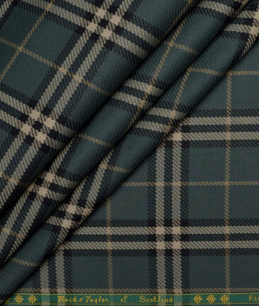 Reid & Taylor  Giza Cotton Checks Shirting Fabric (Pine Green)