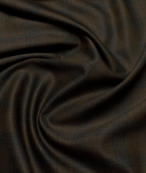 Simone Federico & Figli Italy Super 110's Checks 20% Merino Wool Suiting Fabric (Brown)
