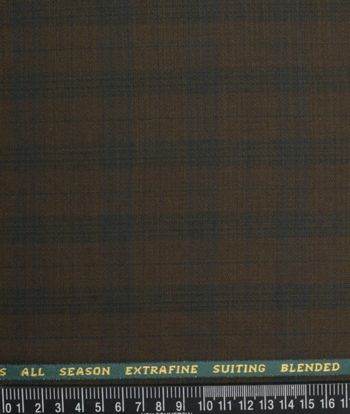 Simone Federico & Figli Italy Super 110's Checks 20% Merino Wool Suiting Fabric (Brown)