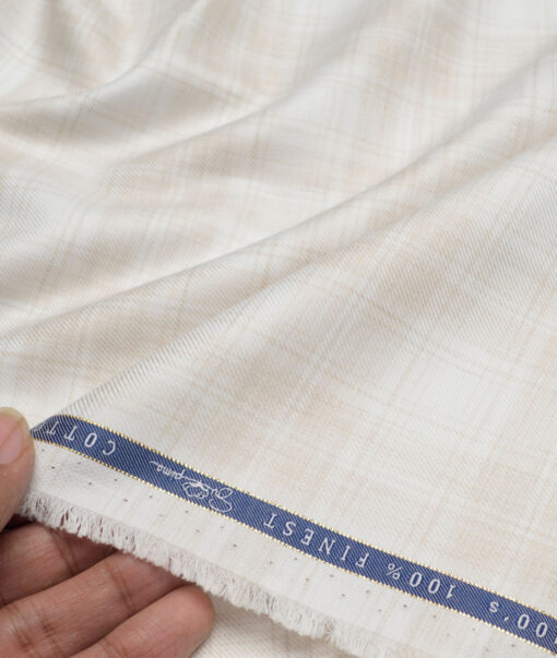 Vercelli Italy 2 Ply 100's Supima Cotton Checks Shirting Fabric (White)
