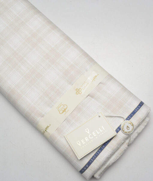 Vercelli Italy 2 Ply 100's Supima Cotton Checks Shirting Fabric (White)