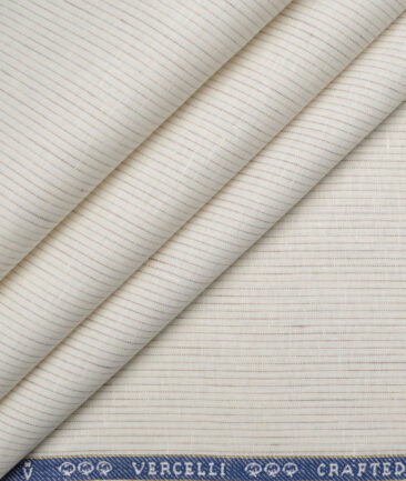 Vercelli Italy 80 LEA French Linen Striped Shirting Fabric (Off-White)