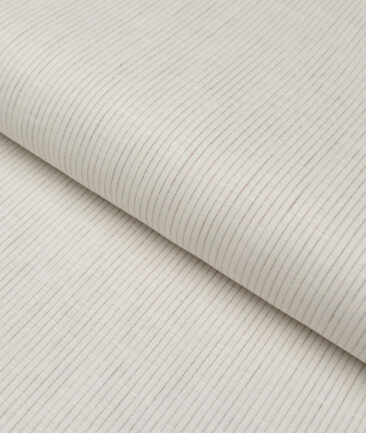 Vercelli Italy 80 LEA French Linen Striped Shirting Fabric (Off-White)