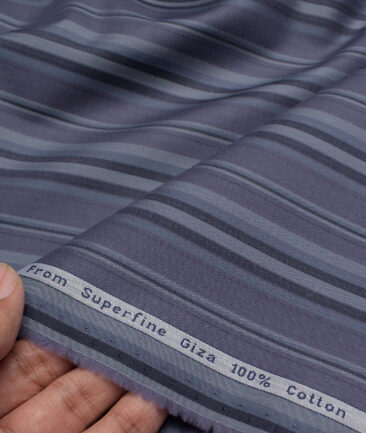 Tresca by Arvind  Giza Cotton Striped Shirting Fabric (Blueish Grey)