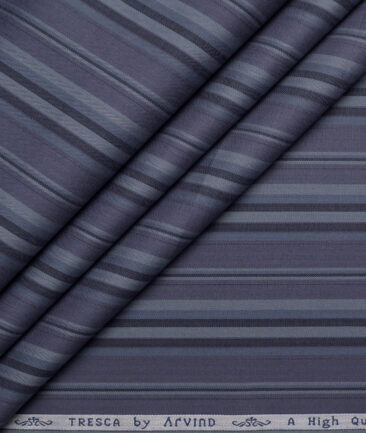 Tresca by Arvind  Giza Cotton Striped Shirting Fabric (Blueish Grey)