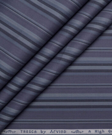 Tresca by Arvind  Giza Cotton Striped Shirting Fabric (Blueish Grey)