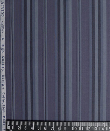 Tresca by Arvind  Giza Cotton Striped Shirting Fabric (Blueish Grey)
