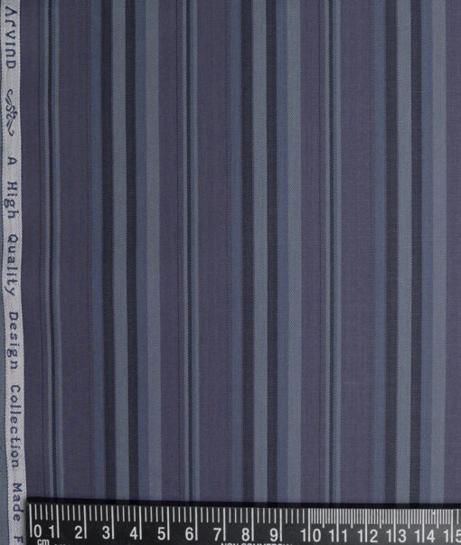 Tresca by Arvind  Giza Cotton Striped Shirting Fabric (Blueish Grey)