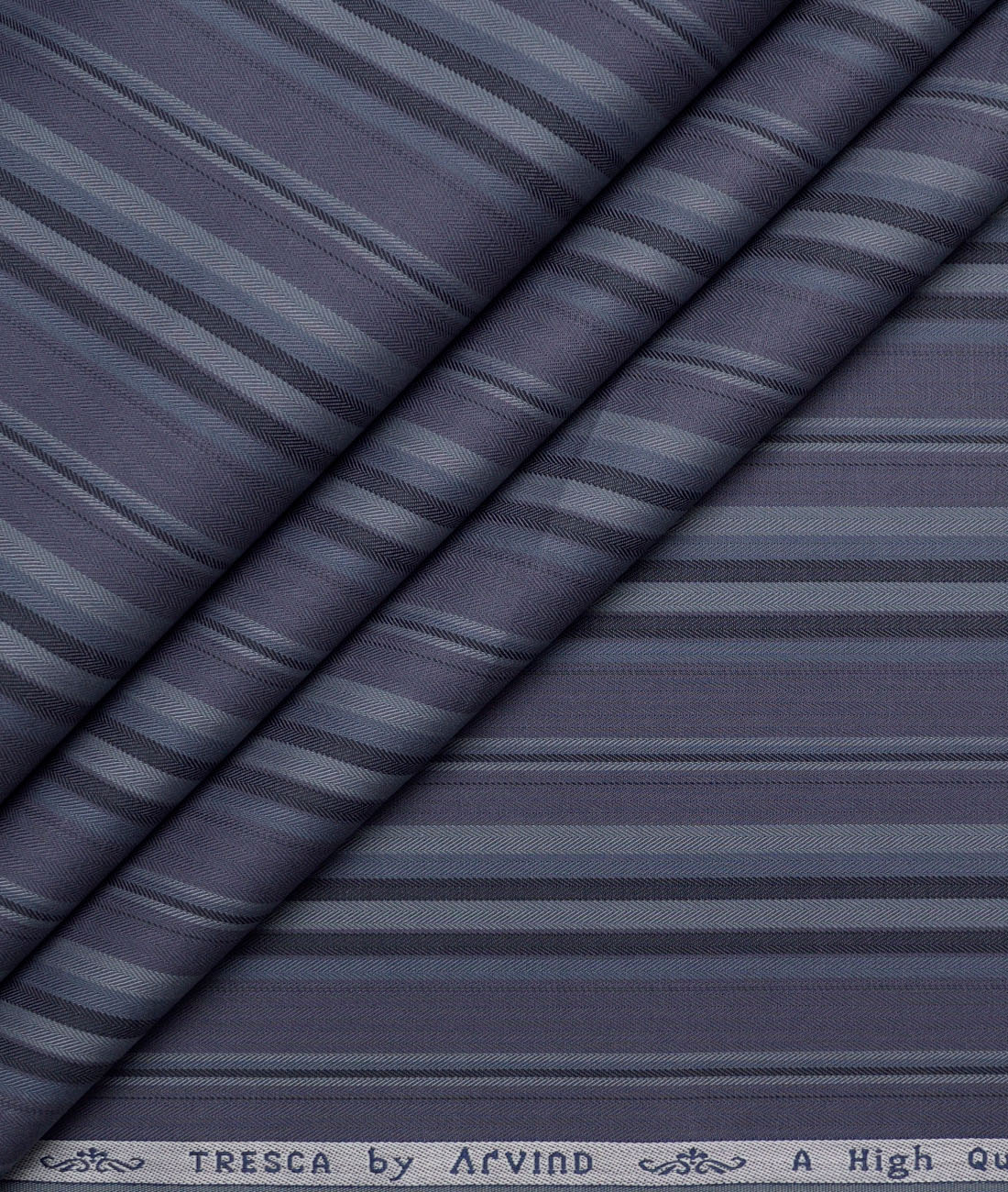 Tresca by Arvind Giza Cotton Striped Shirting Fabric (Blueish Grey) Tresca by Arvind Giza Cotton Striped Shirting Fabric (Blueish Grey)