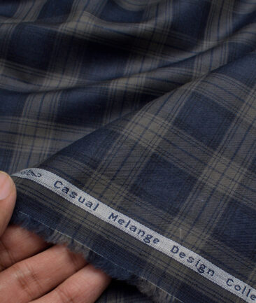 Tresca by Arvind  Superfine Cotton Checks Shirting Fabric (Dark Blue)